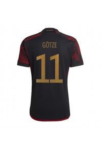 Saksa Mario Gotze #11 Jalkapallovaatteet Vieraspaita MM-kisat 2022 Lyhythihainen